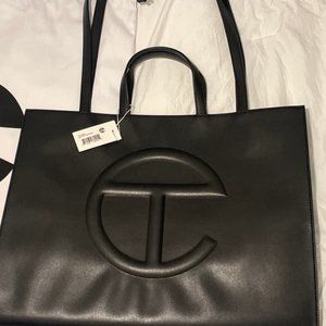 New Telfar Medium Black Metallic Shopping Bag
